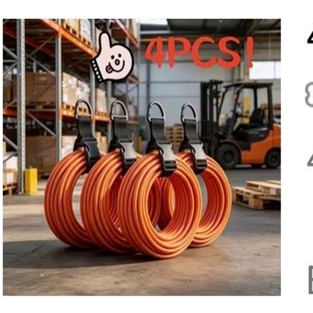 4pc Adjustable Storage Straps Hook Loop Hose Cable Tidy Garage Organiser Orange
