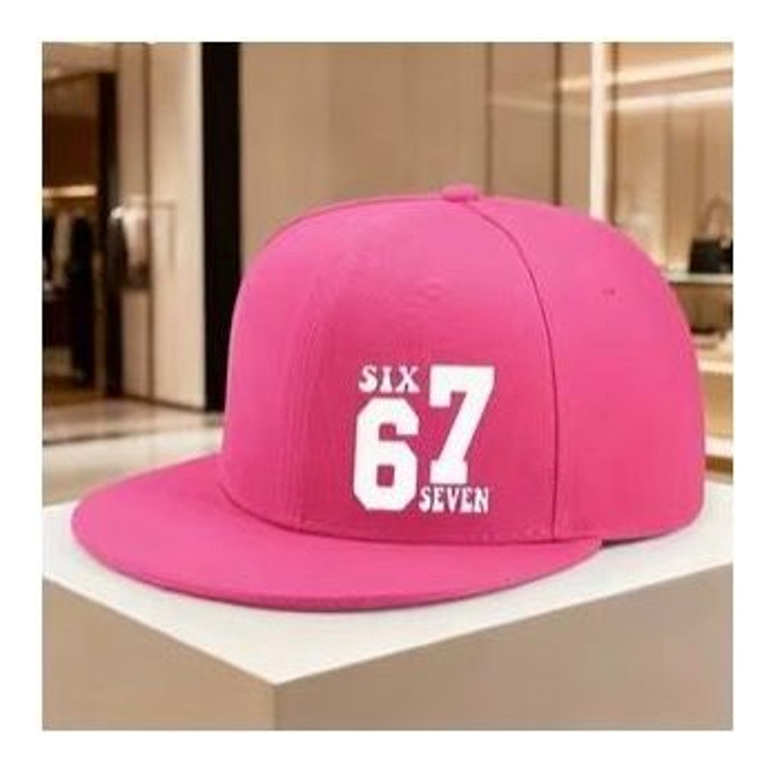 67 Six Seven Hip Hop Snapback Cap Rose Red Adjustable Flat Brim