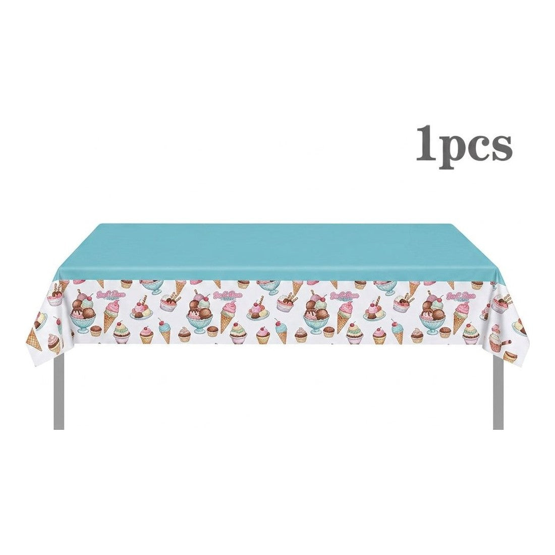 Ice Cream Themed Birthday Party Tablecloth Table Cover Kids Celebration