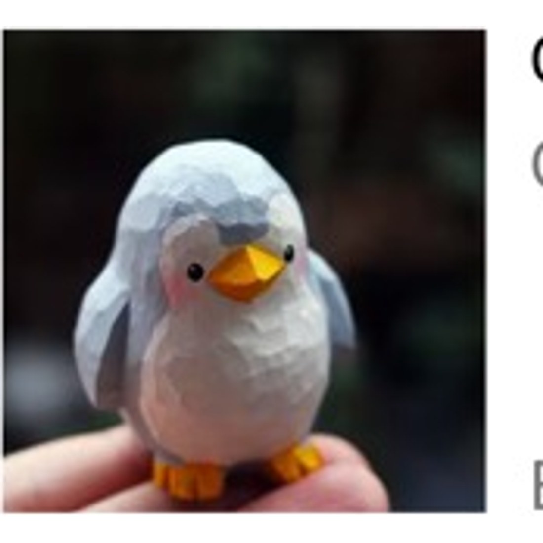 Hand Carved Grey Penguin Figurine Small Resin Ornament Desk Shelf Decor
