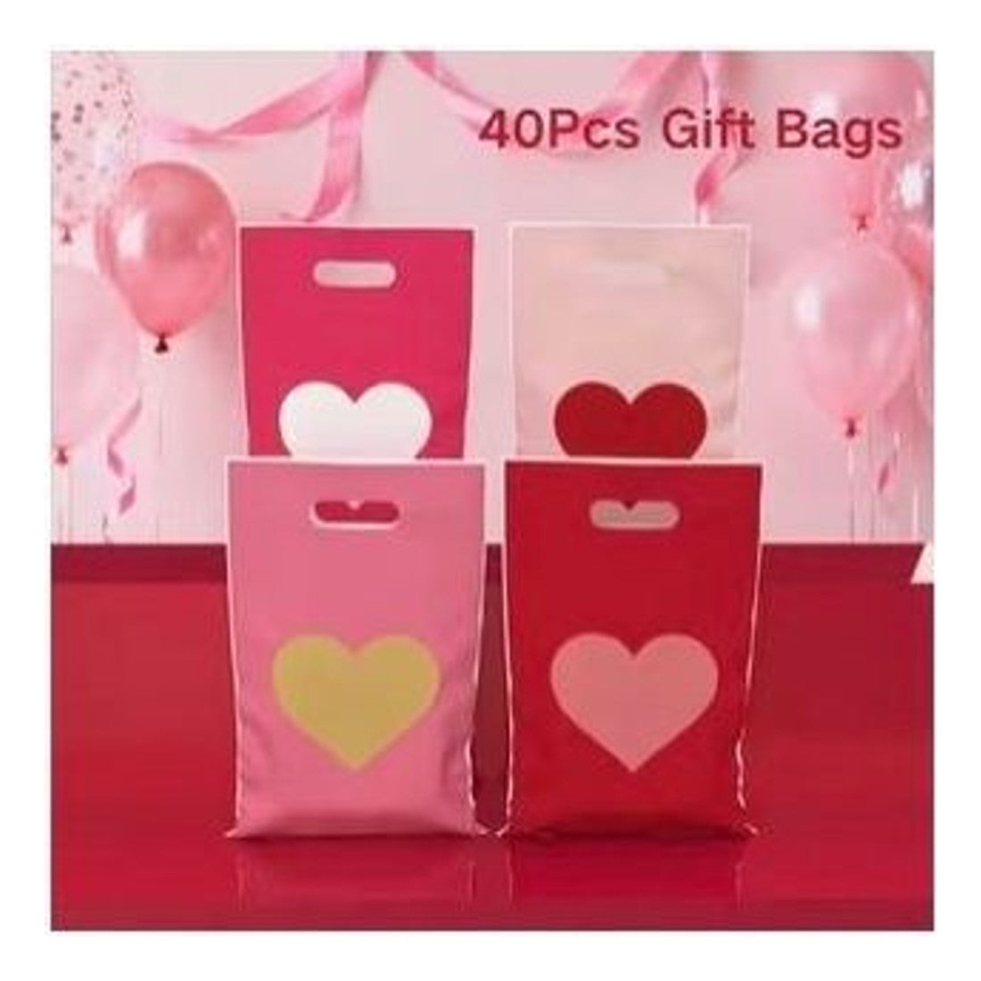 40pc Valentine's Day Gift Bags Pink Heart Party Favour Loot Bags