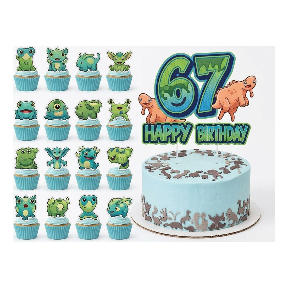6 7th Birthday Decorations Set Number 67 Party Banner Cake Toppers Kit