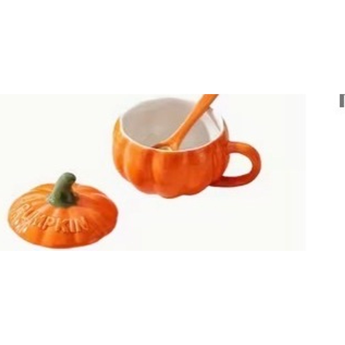 Pumpkin Ceramic Mug with Lid and Spoon