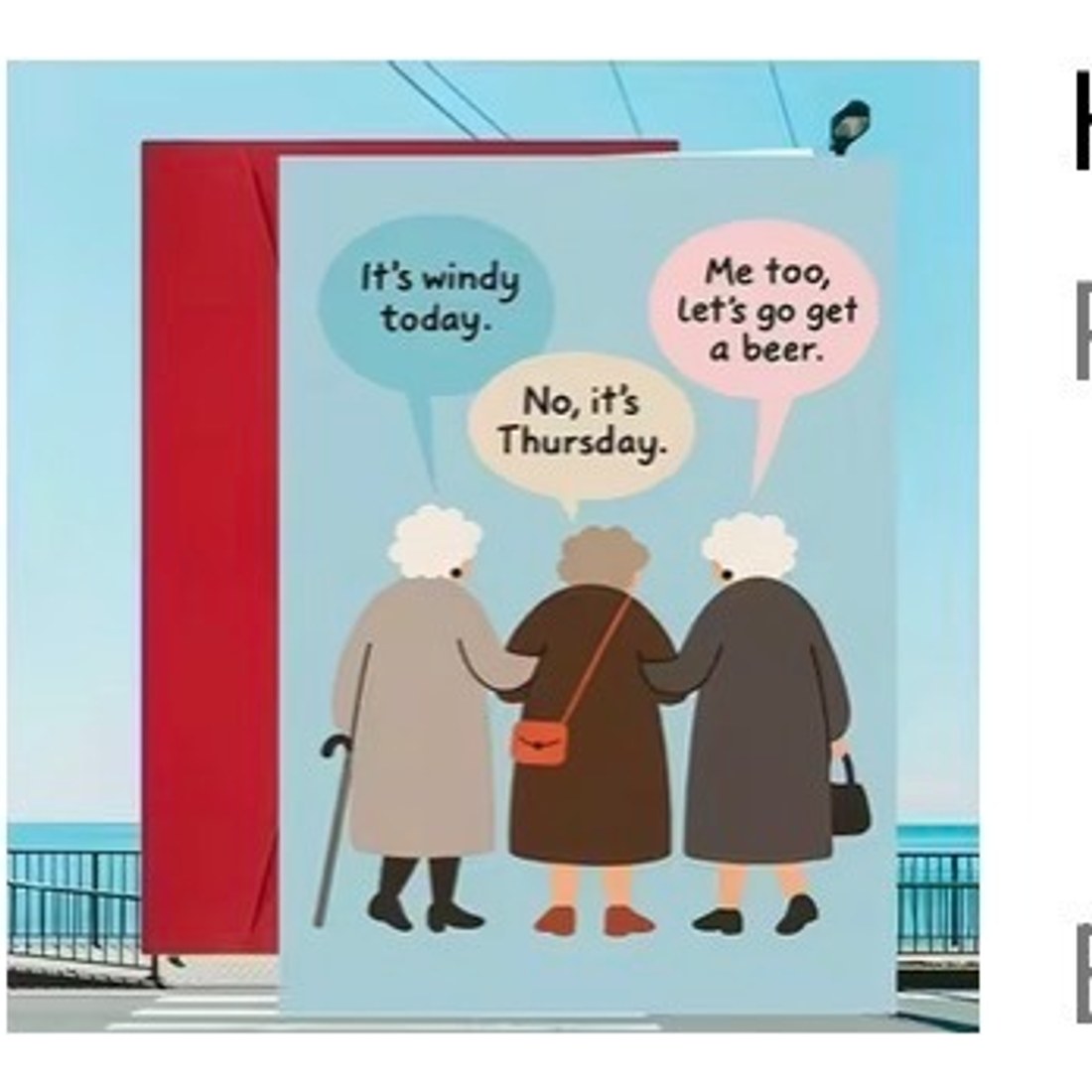 Funny Three Ladies Windy Thursday Card