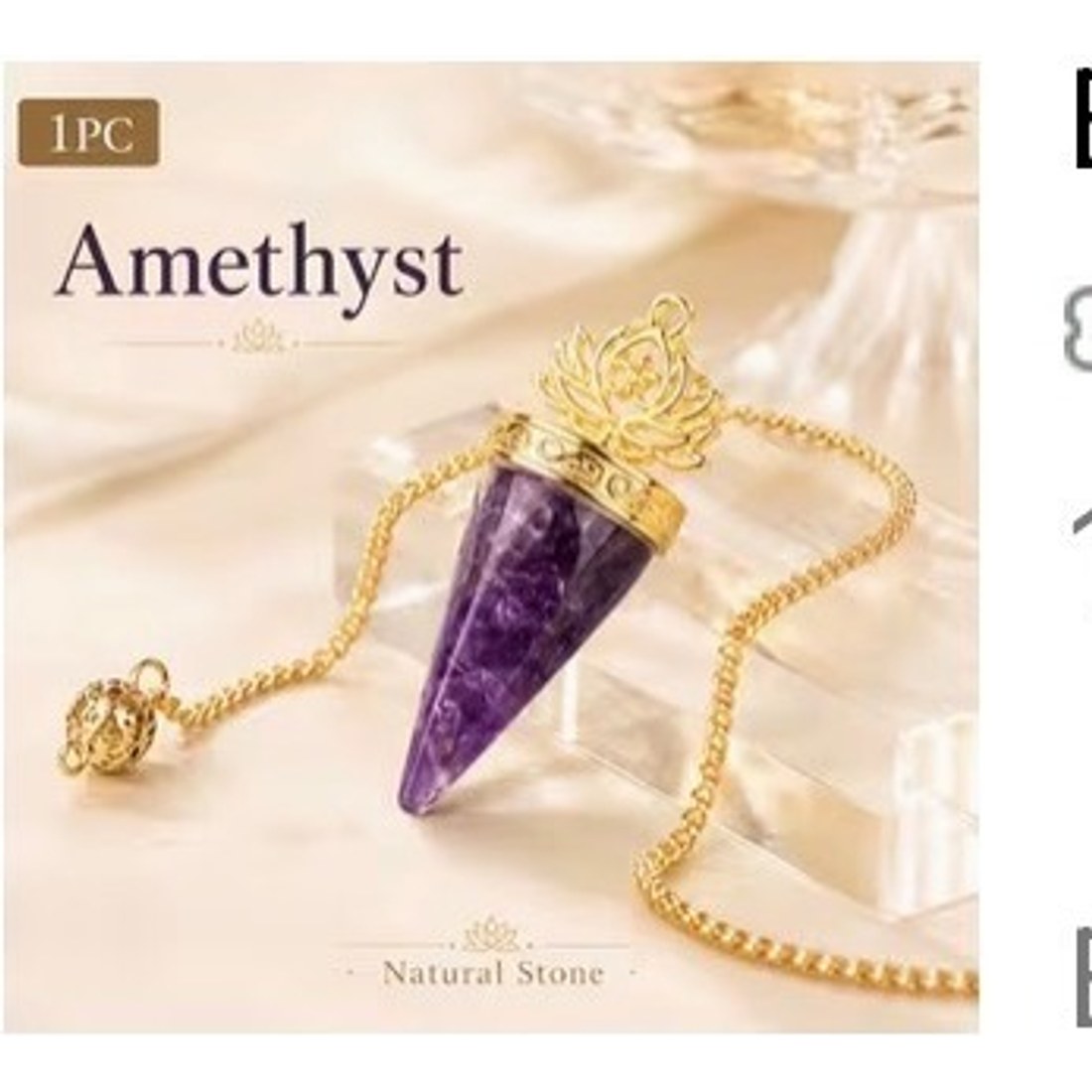 Amethyst Golden-Tone Crystal Pendulum