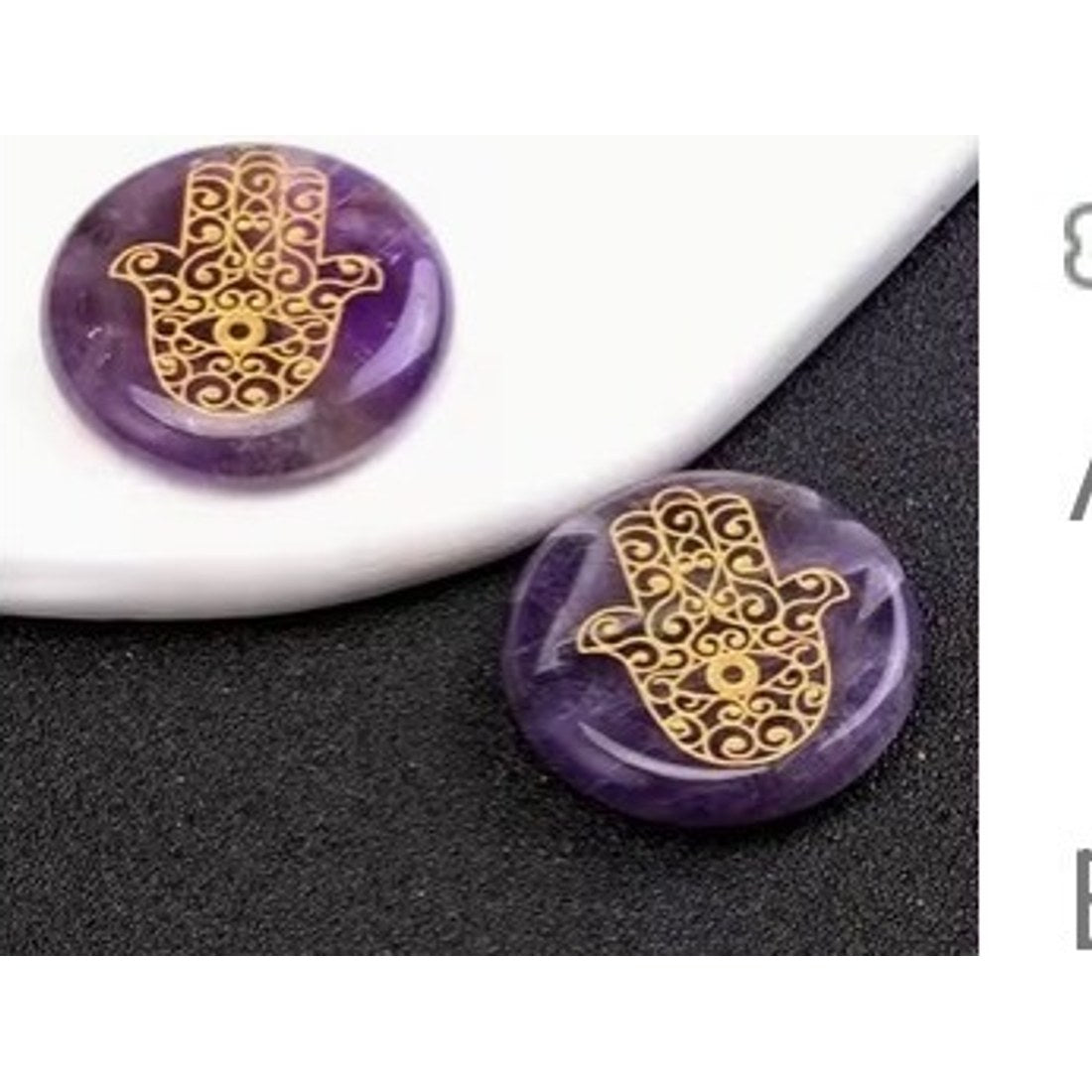 Amethyst Hamsa Hand Discs 2pc