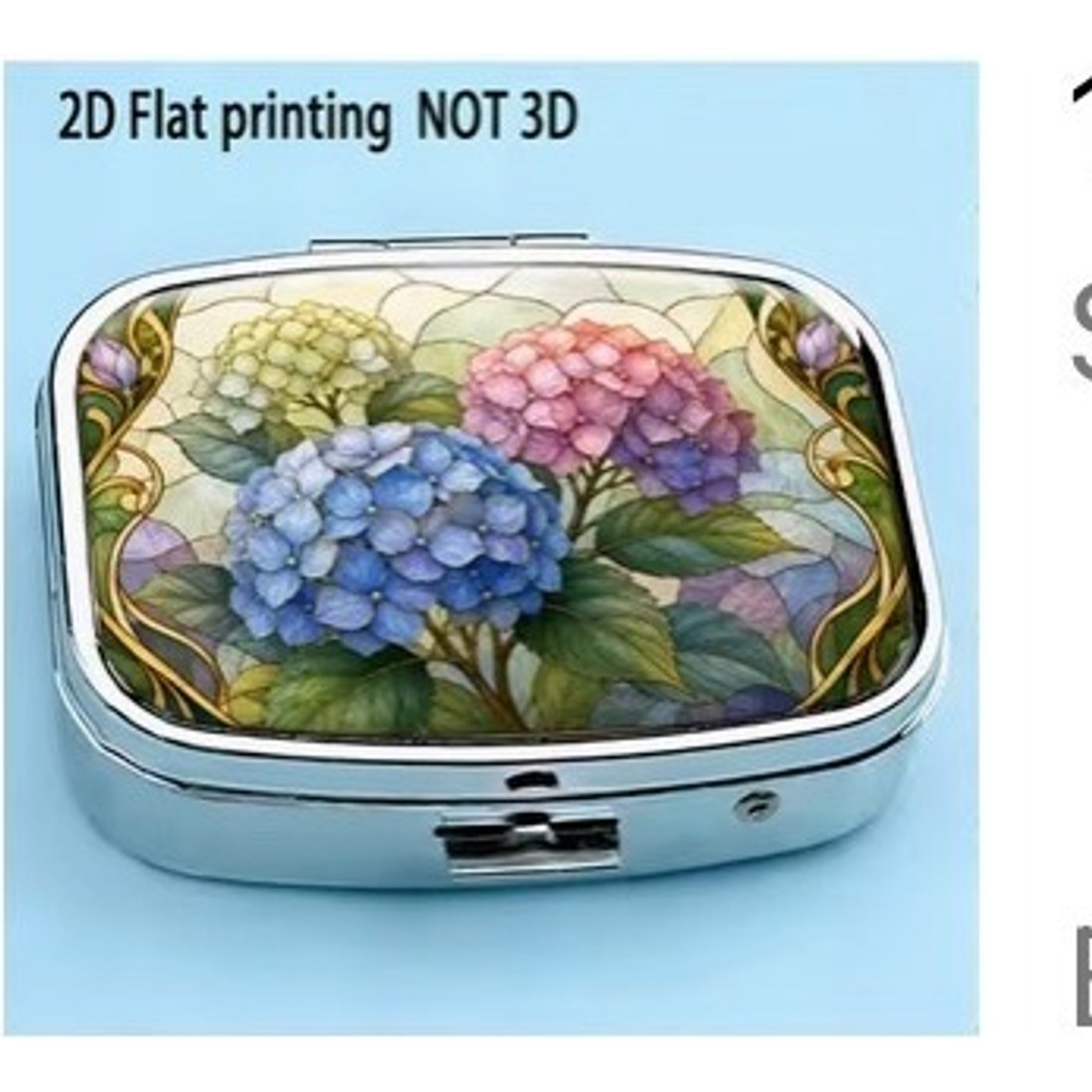 Hydrangea Stained Glass Square Pill Box