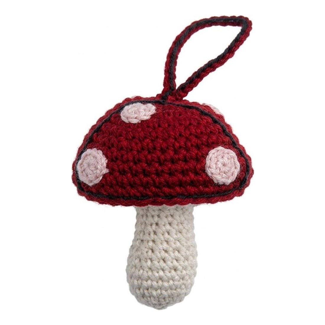 Crochet Red Mushroom Hanging Charm Yarn Hook Woven Toadstool Bag Accessory