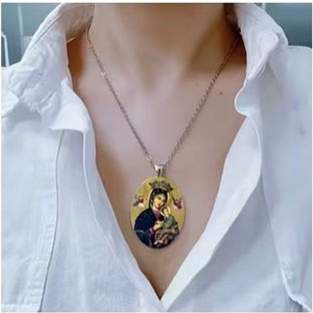Vintage Art Portrait Pendant Necklace