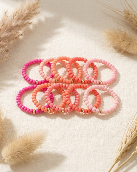 10pc Pink Stacking Ring Set Women Trendy Boho Midi Knuckle Rings Bulk