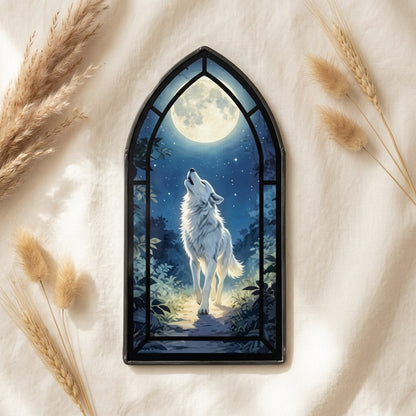Stained Glass Wolf Book Stand 20cm