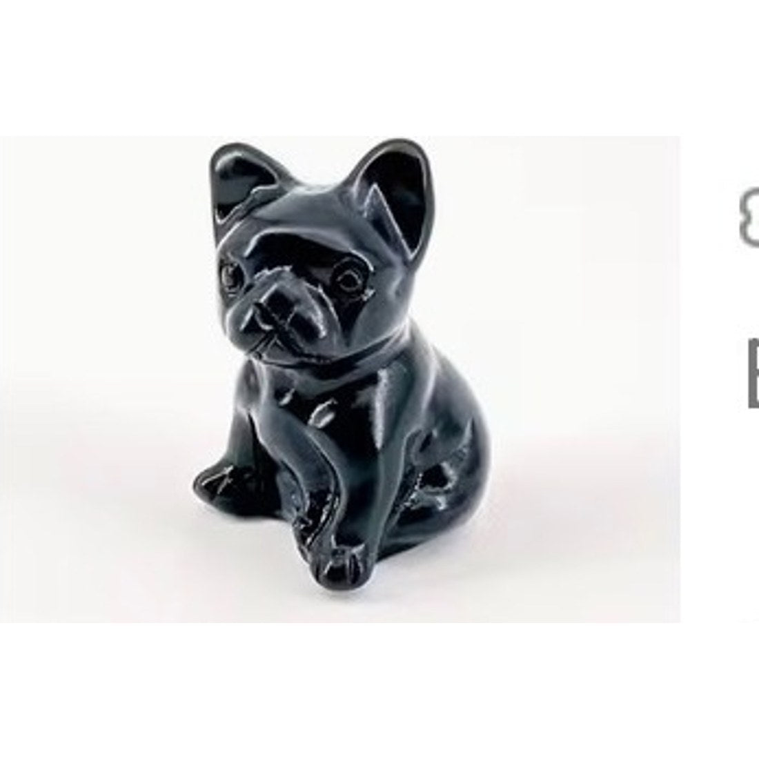 Black Obsidian French Bulldog Carving