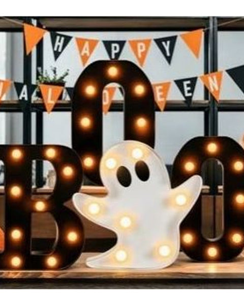 Halloween BOO Light-Up Marquee Letters & Ghost Decoration Set 4pc
