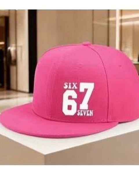 67 Six Seven Hip Hop Snapback Cap Rose Red Adjustable Flat Brim