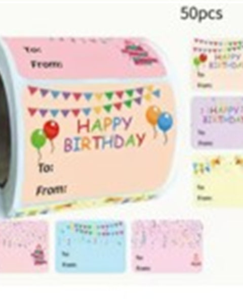 Birthday 'To/From' Sticker Rolls (50)
