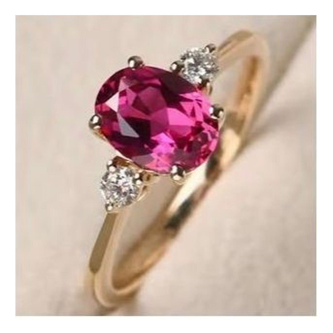 Elegant Pink Cubic Zirconia Cocktail Ring 14K Gold Plated Size 10