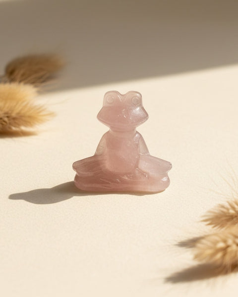 Strawberry Quartz Yoga Frog Carving 4cm