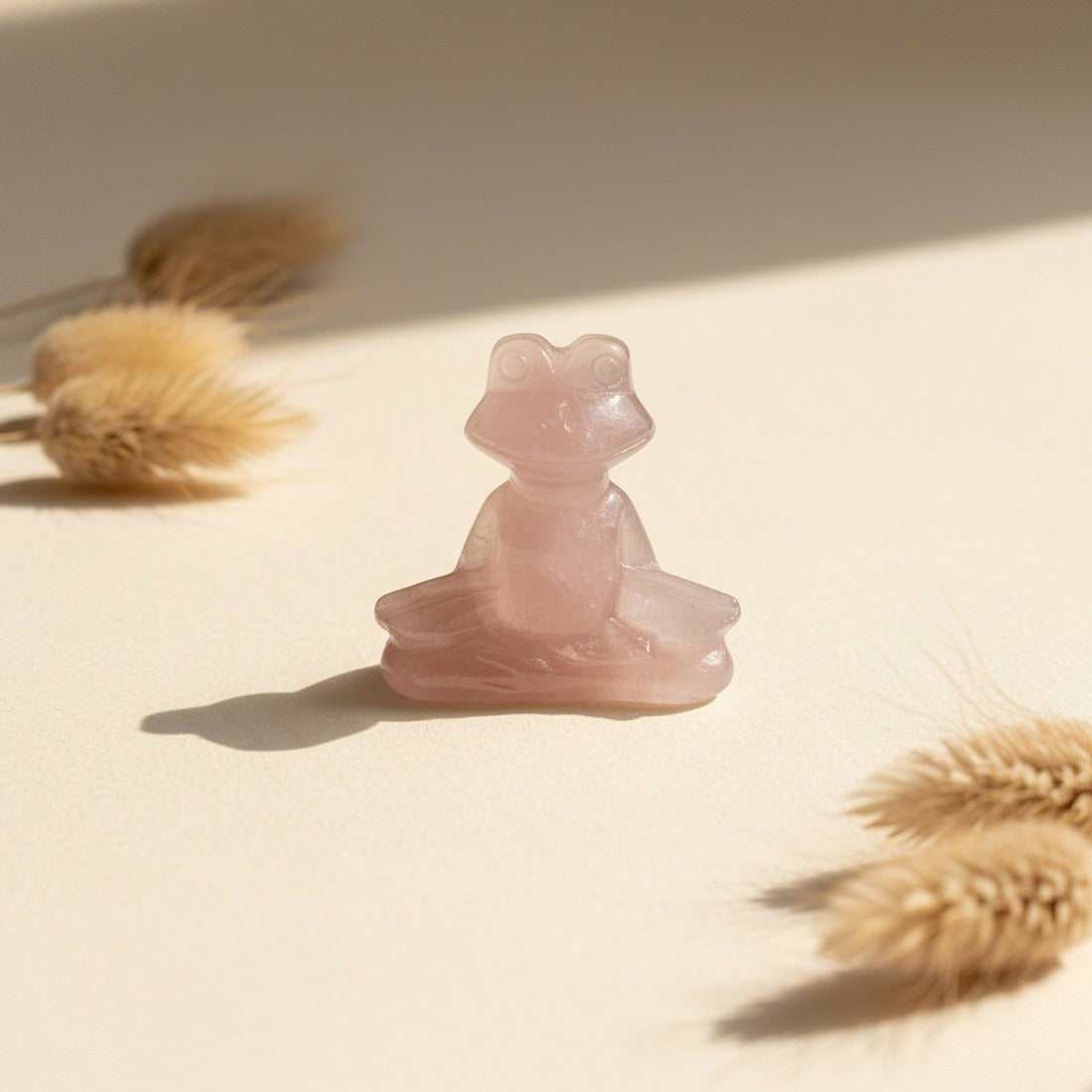 Strawberry Quartz Yoga Frog Carving 4cm
