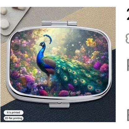 Peacock Floral Pill Box