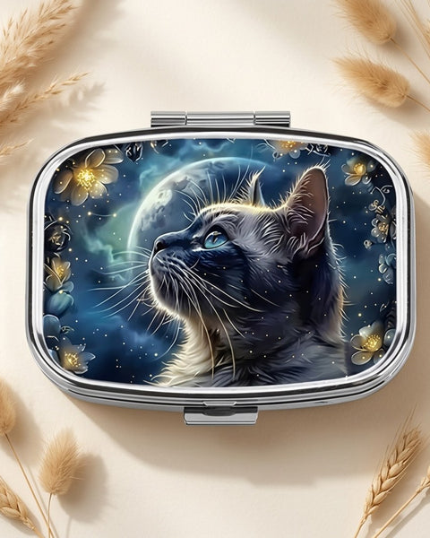 Cat Under the Moon Pill Box