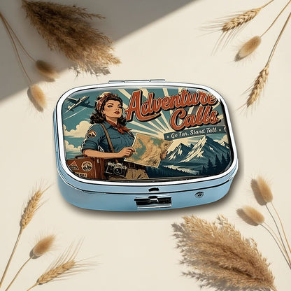 Adventure Calls Vintage Square Pill Box
