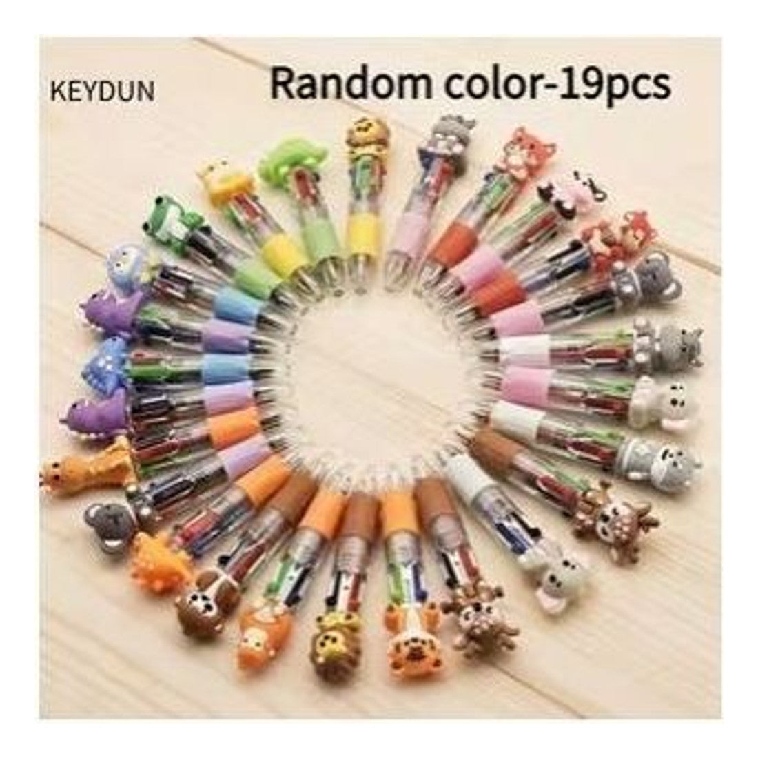 19pc Mini Zoo Animal Ballpoint Pens Multicolour Novelty Kids Party Stationery