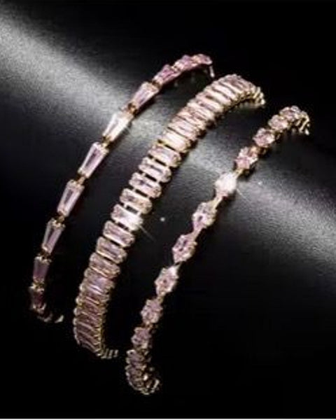 Pink Crystal Bangle Set (3pc)