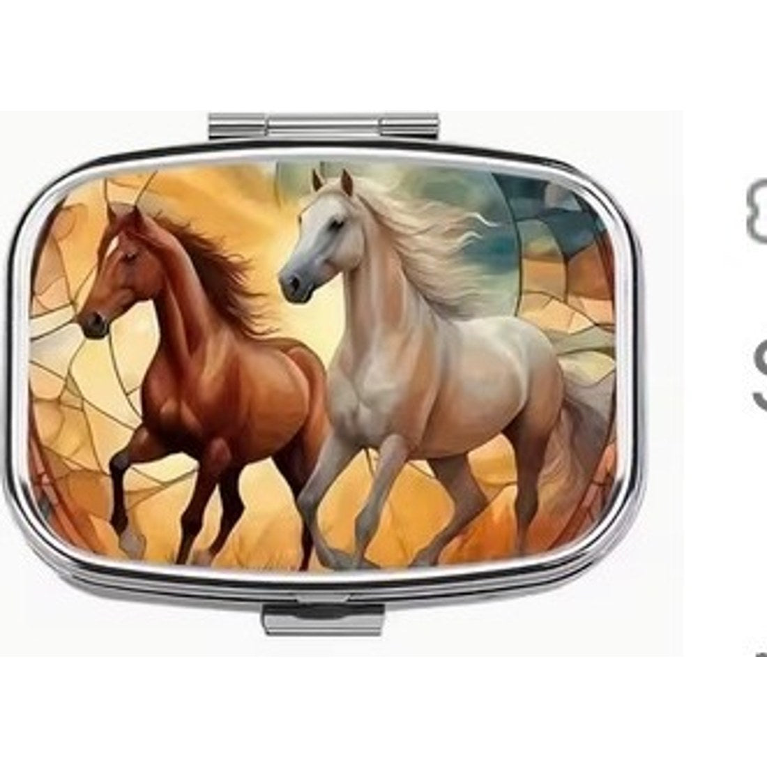 Running Horses Stained Glass Pill Box
