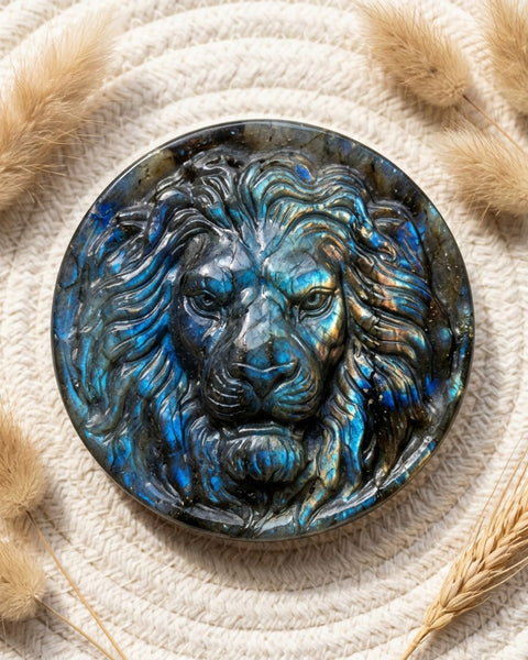 Labradorite Lion Head Disc 3-5cm