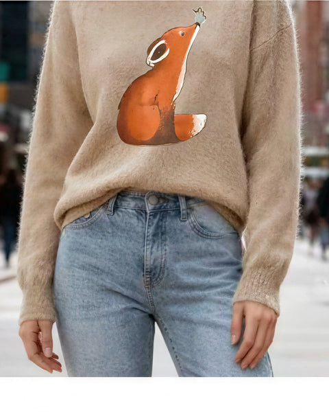 Fox Print Camel Sweatshirt