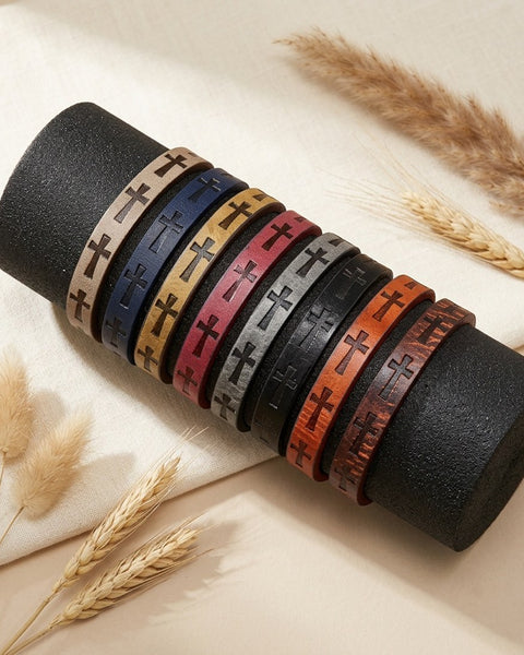 8pc Vintage PU Leather Bracelet Set Mens Womens Stacking Wristband Cuff Bulk