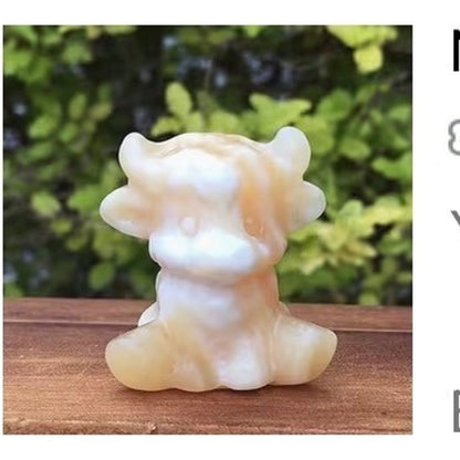 Yellow Calcite Baby Cow Carving