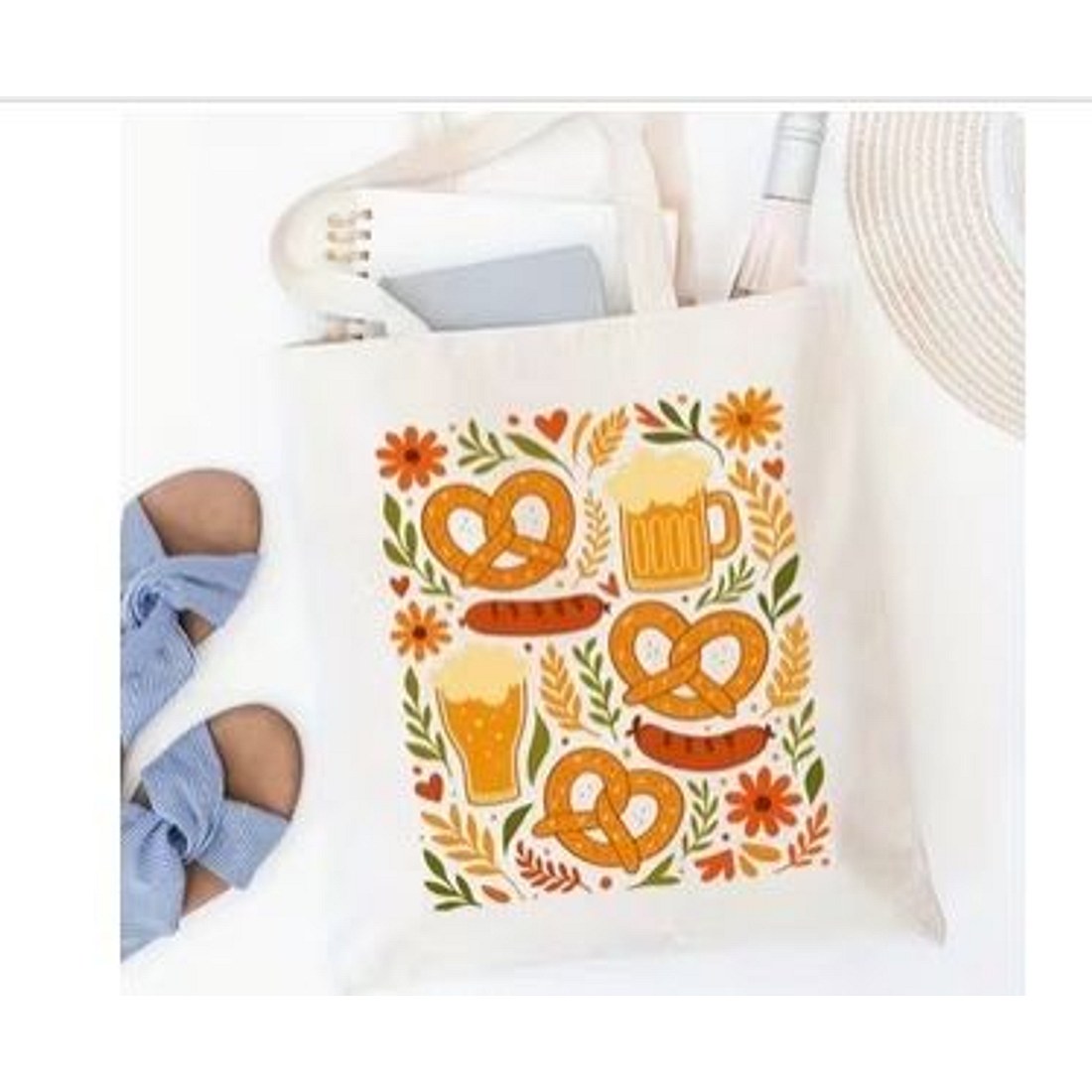 Munich Oktoberfest Pretzel & Beer Tote Bag