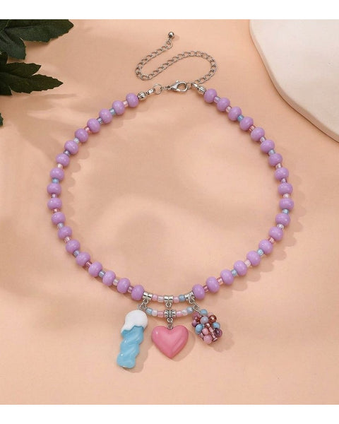 Colourful Resin Bead Necklace Multicolour Charm Candy Style One Size