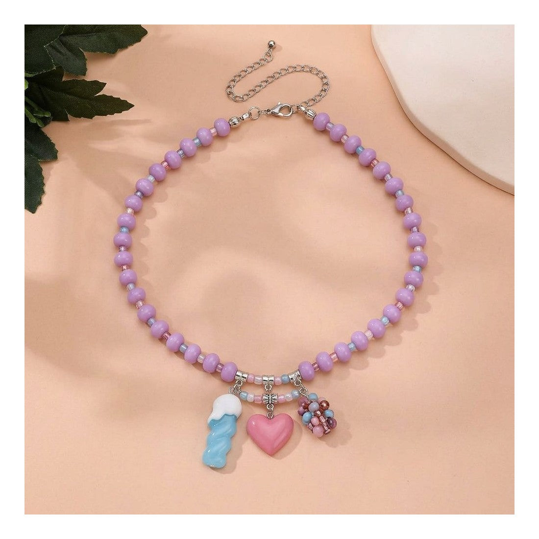 Colourful Resin Bead Necklace Multicolour Charm Candy Style One Size
