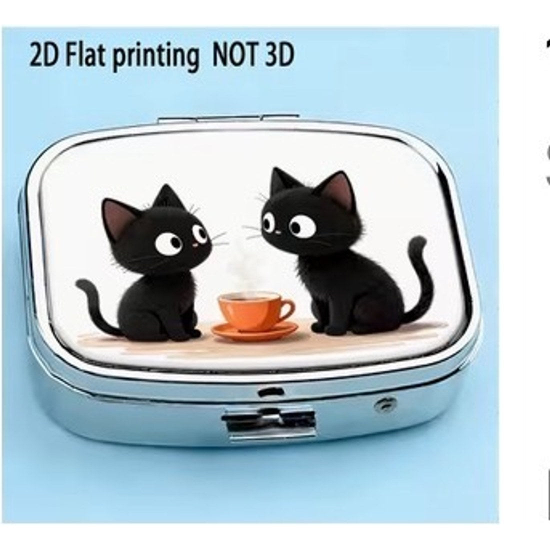 Two Black Cats Tea Square Pill Box