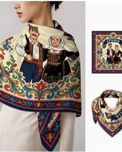 Folk-Print Paisley Scarf (71cm)