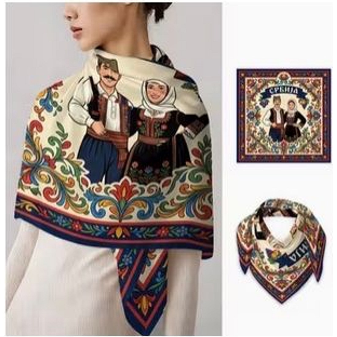 Folk-Print Paisley Scarf (71cm)