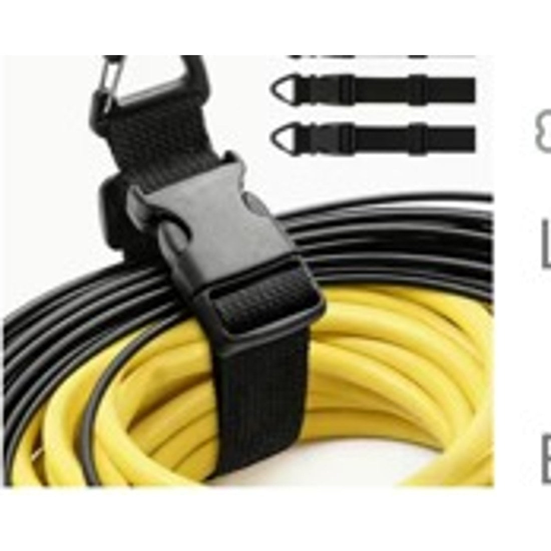 3pc Adjustable Garden Ties Hook Loop Cable Straps Hose Cord Organiser Black