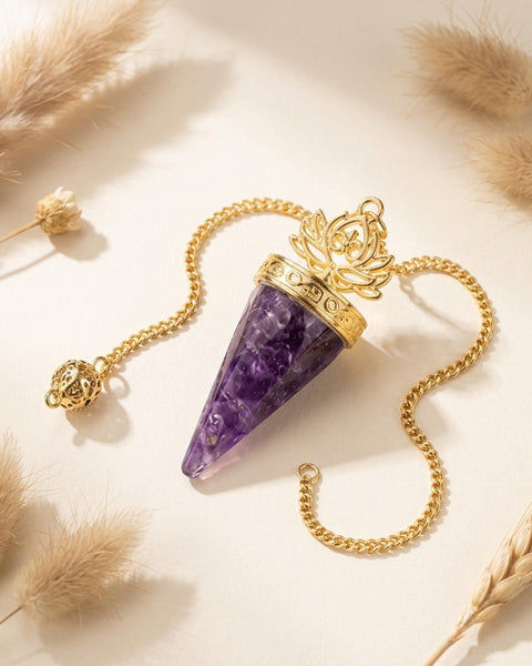 Amethyst Golden-Tone Crystal Pendulum