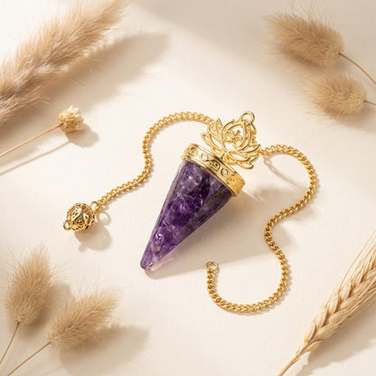 Amethyst Golden-Tone Crystal Pendulum