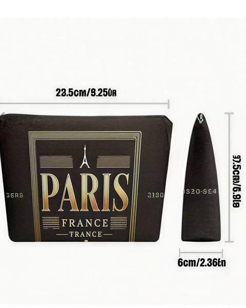 PARIS Black Makeup Bag