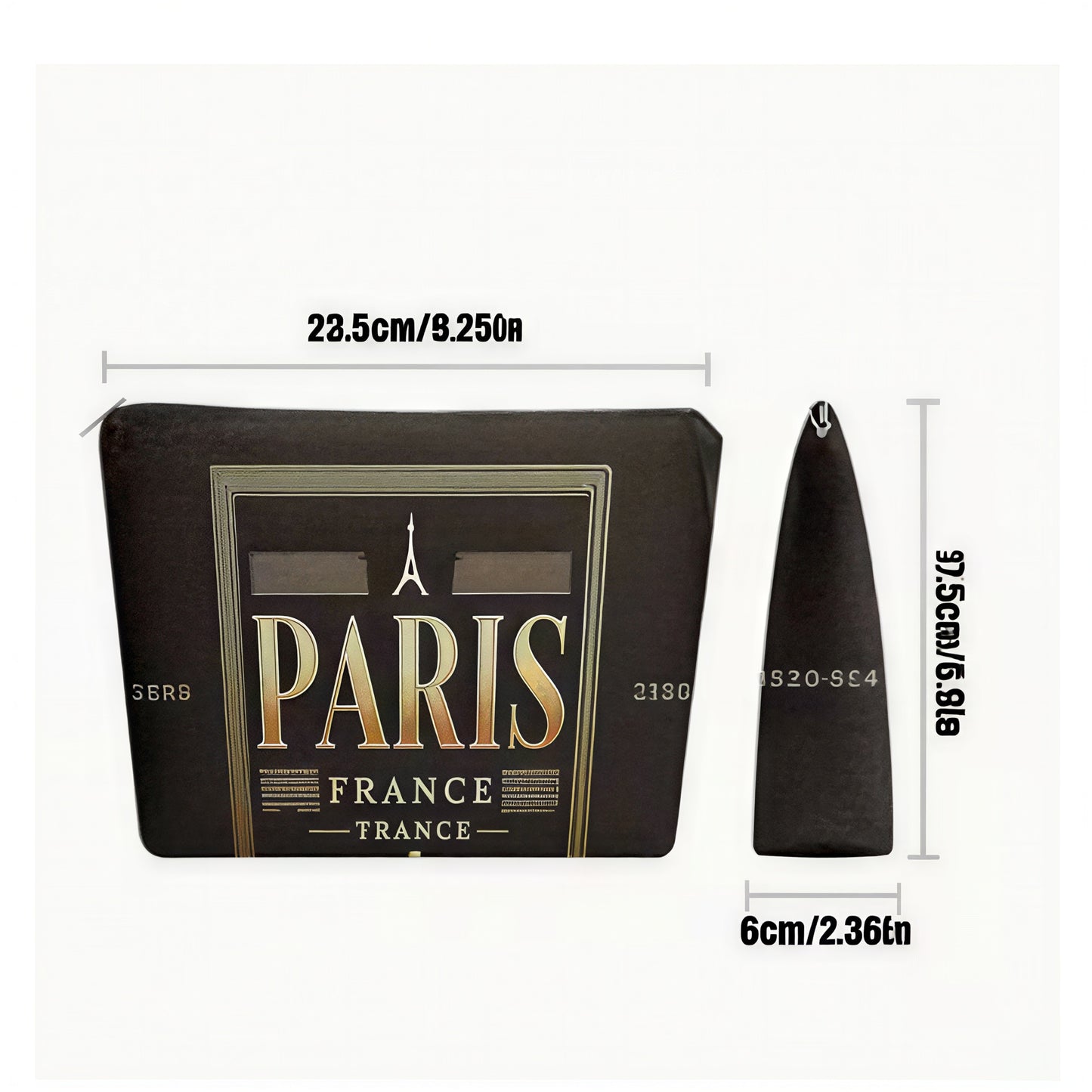 PARIS Black Makeup Bag