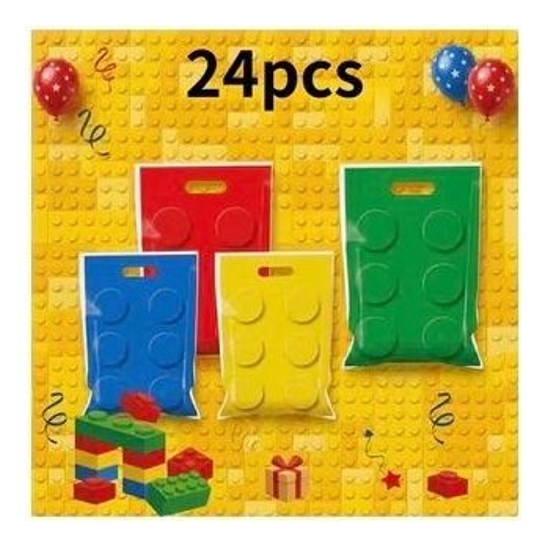 24pc Building Brick Party Loot Bags Block Theme Birthday Favours
