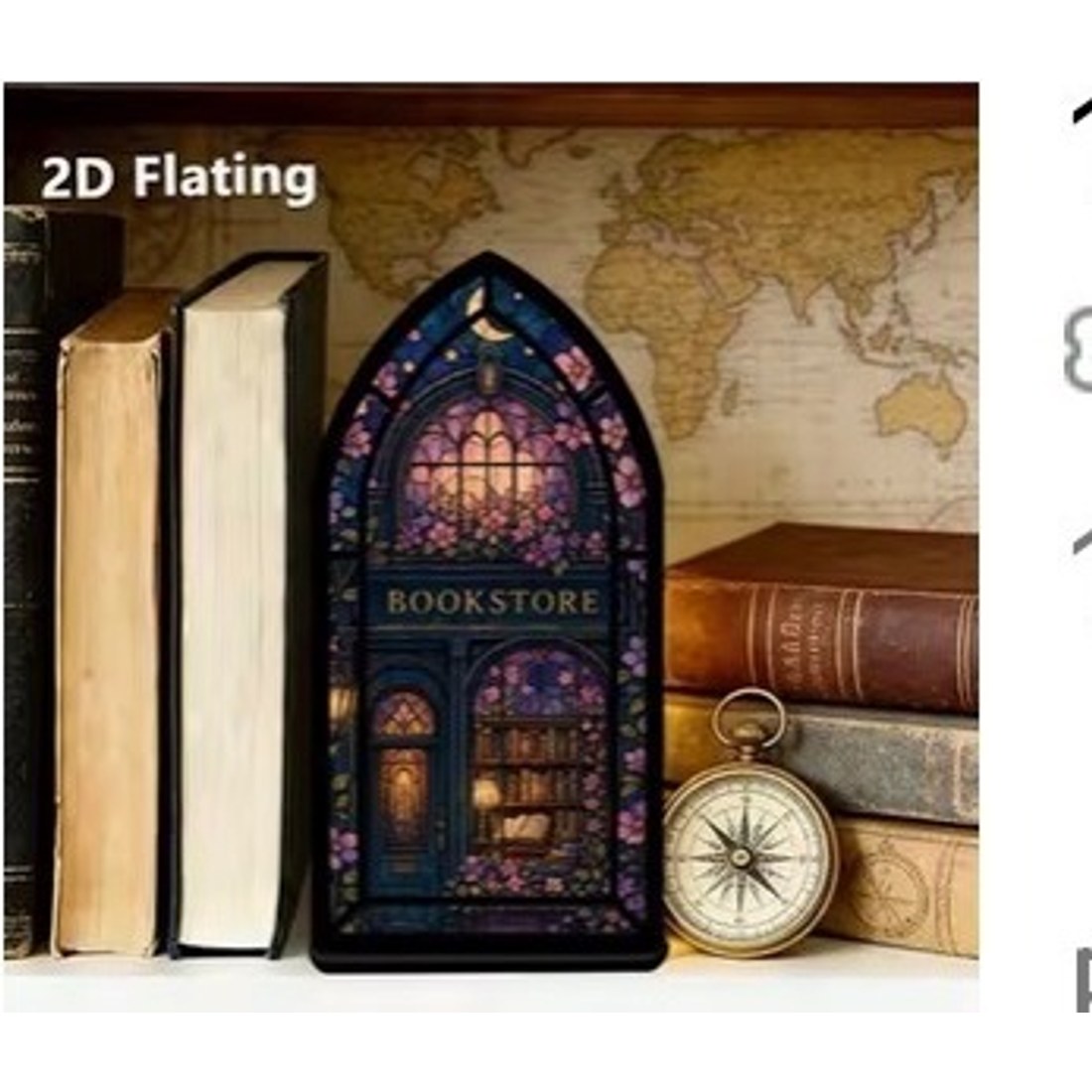 Stained Glass Bookstore Acrylic Panel 20x10cm