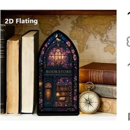 Stained Glass Bookstore Acrylic Panel 20x10cm