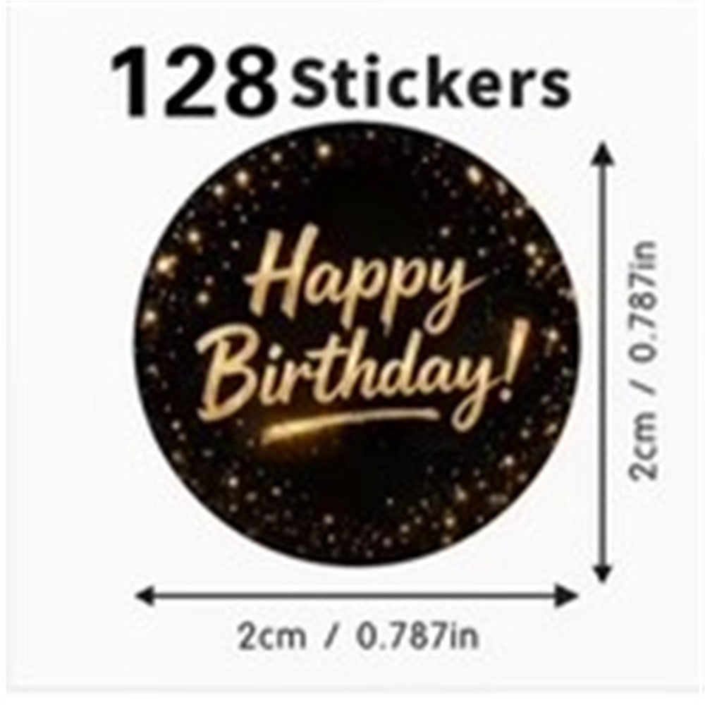 128pc Golden 'Happy Birthday' Stickers