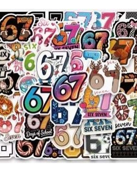 61pc 67 Six Seven Meme Sticker Pack Vinyl Laptop Bottle Decals