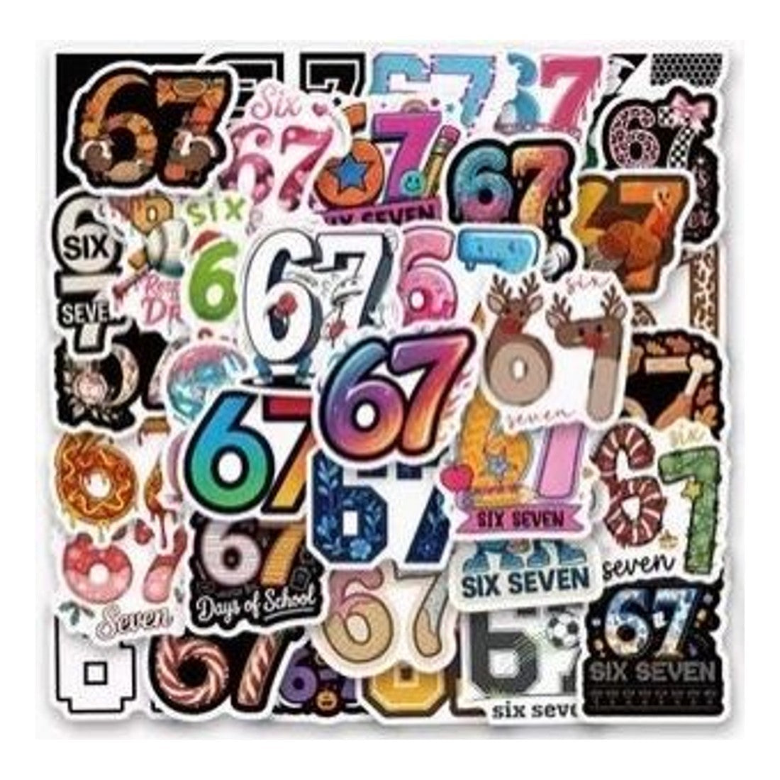 61pc 67 Six Seven Meme Sticker Pack Vinyl Laptop Bottle Decals