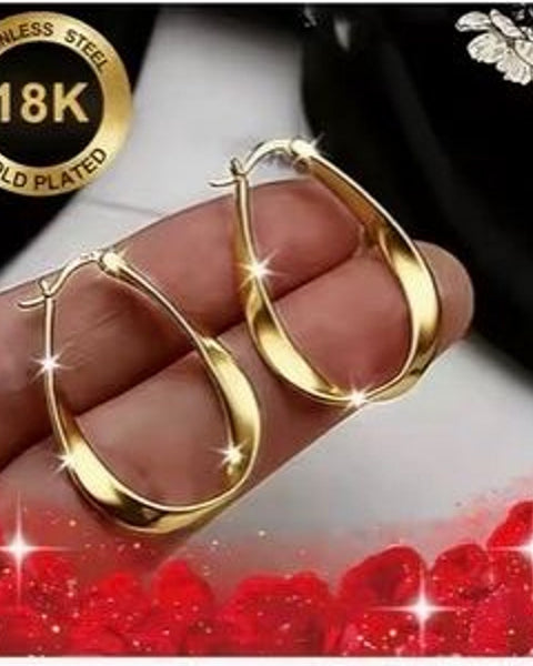 18K Gold-Plated Oval Hoop Earrings